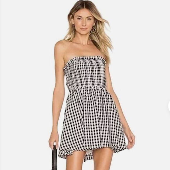 NBD Dresses & Skirts - NWT NBD Women's Tiffany Gingham Mini Strapless Dress